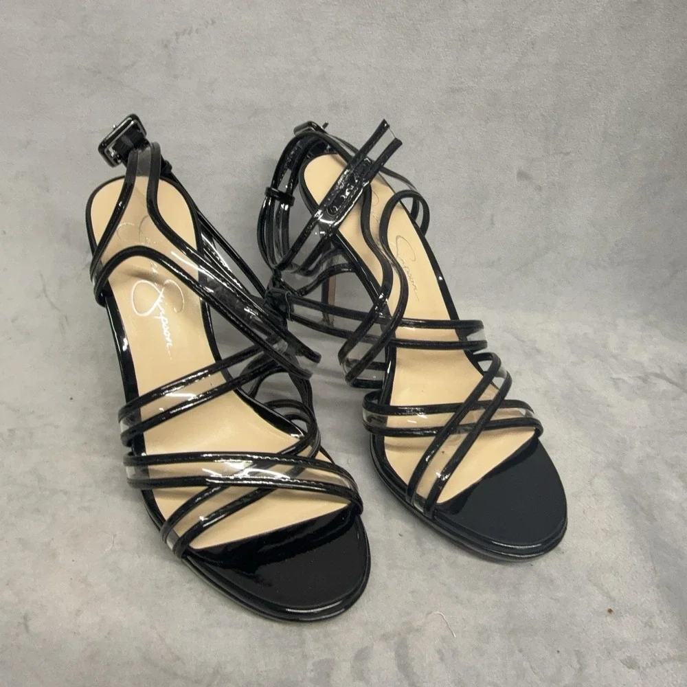 Jessica Simpson Shoes Womens Size 8.5 Black Strappy Ankle Strap Heels JS-KENDEL2